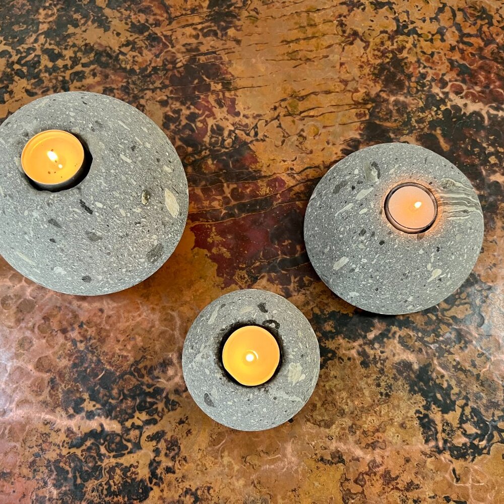 RARE Concrete/Natural Stone Tealight Holder (1 large) *